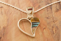 Calvin Begay Genuine Picture Jasper Sterling Silver Heart Pendant
